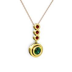 Belinda Kolye - Yeşil kuvars ve garnet 14 ayar altın kolye (40 cm gümüş rolo zincir) #19g1tcp