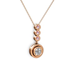 Belinda Kolye - Swarovski ve pembe kuvars 8 ayar rose altın kolye (40 cm rose altın rolo zincir) #19gd5df