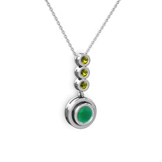 Belinda Kolye - Kök zümrüt ve peridot 18 ayar beyaz altın kolye (40 cm gümüş rolo zincir) #19itrpi