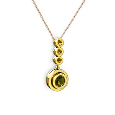 Belinda Kolye - Peridot ve sitrin 925 ayar altın kaplama gümüş kolye (40 cm rose altın rolo zincir) #19y7qd5