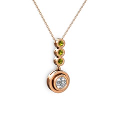 Belinda Kolye - Elmas ve peridot 18 ayar rose altın kolye (0.68 karat, 40 cm rose altın rolo zincir) #1a3lam2