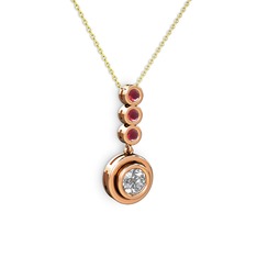 Belinda Kolye - Elmas ve kök yakut 18 ayar rose altın kolye (0.68 karat, 40 cm altın rolo zincir) #1a8hg6h
