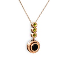 Belinda Kolye - Siyah zirkon ve peridot 14 ayar rose altın kolye (40 cm rose altın rolo zincir) #1aarns5
