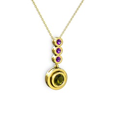 Belinda Kolye - Peridot ve ametist 14 ayar altın kolye (40 cm altın rolo zincir) #1ae436d