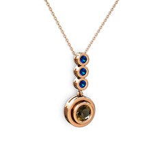 Belinda Kolye - Dumanlı kuvars ve lab safir 8 ayar rose altın kolye (40 cm rose altın rolo zincir) #1ap0bxy
