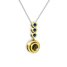Belinda Kolye - Dumanlı kuvars ve lab safir 14 ayar altın kolye (40 cm beyaz altın rolo zincir) #1aw4zfi