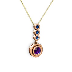 Belinda Kolye - Ametist ve lab safir 14 ayar rose altın kolye (40 cm altın rolo zincir) #1b3smzi