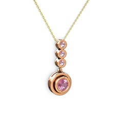 Belinda Kolye - Pembe kuvars 18 ayar rose altın kolye (40 cm gümüş rolo zincir) #1b6lstr