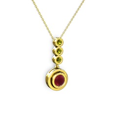 Belinda Kolye - Kök yakut ve peridot 8 ayar altın kolye (40 cm altın rolo zincir) #1bj4k5k