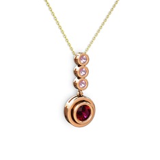 Belinda Kolye - Rodolit garnet ve pembe kuvars 14 ayar rose altın kolye (40 cm altın rolo zincir) #1bjqqye