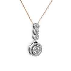 Belinda Kolye - Swarovski ve beyaz zirkon 925 ayar gümüş kolye (40 cm rose altın rolo zincir) #1bpzd20