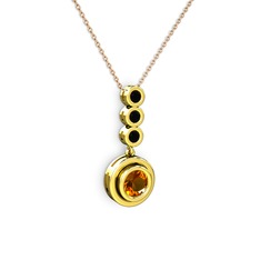 Belinda Kolye - Sitrin ve siyah zirkon 14 ayar altın kolye (40 cm rose altın rolo zincir) #1cbl4qj