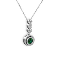 Belinda Kolye - Yeşil kuvars ve swarovski 18 ayar beyaz altın kolye (40 cm beyaz altın rolo zincir) #1cgc2q3