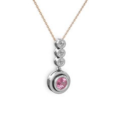 Belinda Kolye - Pembe kuvars ve swarovski 14 ayar beyaz altın kolye (40 cm gümüş rolo zincir) #1cjfyy