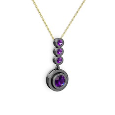 Belinda Kolye - Ametist 925 ayar siyah rodyum kaplama gümüş kolye (40 cm gümüş rolo zincir) #1ck0cf7