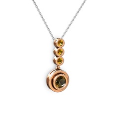 Belinda Kolye - Dumanlı kuvars ve sitrin 18 ayar rose altın kolye (40 cm beyaz altın rolo zincir) #1co14ru