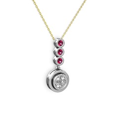 Belinda Kolye - Elmas ve rodolit garnet 18 ayar beyaz altın kolye (0.68 karat, 40 cm altın rolo zincir) #1cyaqe5