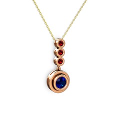 Belinda Kolye - Lab safir ve garnet 8 ayar rose altın kolye (40 cm altın rolo zincir) #1descc3