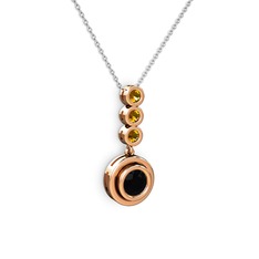 Belinda Kolye - Siyah zirkon ve sitrin 925 ayar rose altın kaplama gümüş kolye (40 cm beyaz altın rolo zincir) #1dy2350