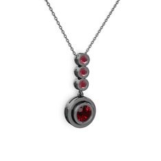 Belinda Kolye - Garnet ve kök yakut 925 ayar siyah rodyum kaplama gümüş kolye (40 cm gümüş rolo zincir) #1e7fk1p