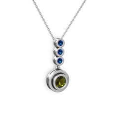 Belinda Kolye - Peridot ve lab safir 18 ayar beyaz altın kolye (40 cm beyaz altın rolo zincir) #1ef47wf