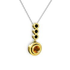 Belinda Kolye - Sitrin ve siyah zirkon 18 ayar altın kolye (40 cm gümüş rolo zincir) #1eqkqma
