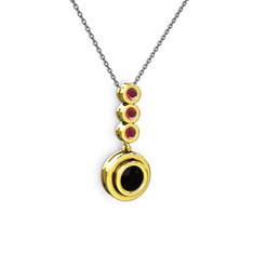 Belinda Kolye - Siyah zirkon ve kök yakut 14 ayar altın kolye (40 cm gümüş rolo zincir) #1f6dy5s