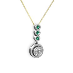 Belinda Kolye - Swarovski ve yeşil kuvars 925 ayar gümüş kolye (40 cm altın rolo zincir) #1fdfh9t