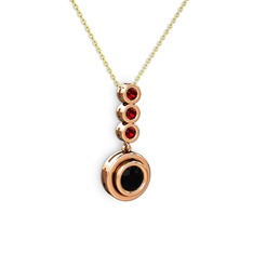 Belinda Kolye - Siyah zirkon ve garnet 8 ayar rose altın kolye (40 cm altın rolo zincir) #1fethm8