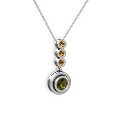 Belinda Kolye - Peridot ve sitrin 14 ayar beyaz altın kolye (40 cm beyaz altın rolo zincir) #1fjo1sk