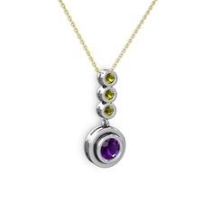 Belinda Kolye - Ametist ve peridot 14 ayar beyaz altın kolye (40 cm altın rolo zincir) #1g9ow9c