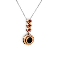 Siyah zirkon ve garnet 14 ayar rose altın kolye (40 cm beyaz altın rolo zincir)
