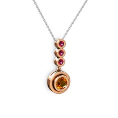 Belinda Kolye - Sitrin ve rodolit garnet 14 ayar rose altın kolye (40 cm gümüş rolo zincir) #1gzqg1h