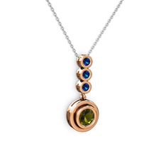 Belinda Kolye - Peridot ve lab safir 18 ayar rose altın kolye (40 cm beyaz altın rolo zincir) #1hdl1xr