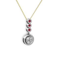 Belinda Kolye - Swarovski ve kök yakut 14 ayar beyaz altın kolye (40 cm altın rolo zincir) #1hovwxc