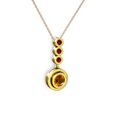 Belinda Kolye - Sitrin ve garnet 14 ayar altın kolye (40 cm rose altın rolo zincir) #1hwdpog
