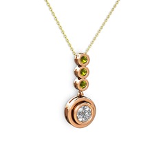 Belinda Kolye - Elmas ve peridot 14 ayar rose altın kolye (0.68 karat, 40 cm gümüş rolo zincir) #1hz70jd
