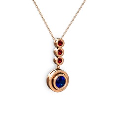 Belinda Kolye - Lab safir ve garnet 14 ayar rose altın kolye (40 cm rose altın rolo zincir) #1hzdtuv