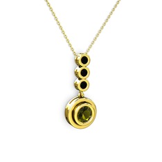 Belinda Kolye - Peridot ve siyah zirkon 14 ayar altın kolye (40 cm altın rolo zincir) #1i0t22v