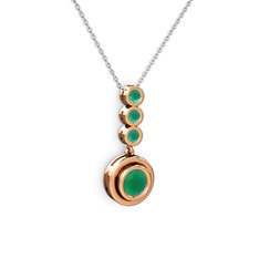 Belinda Kolye - Kök zümrüt 8 ayar rose altın kolye (40 cm gümüş rolo zincir) #1iacn23