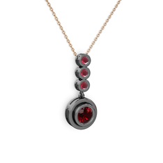 Belinda Kolye - Garnet ve kök yakut 925 ayar siyah rodyum kaplama gümüş kolye (40 cm gümüş rolo zincir) #1iddy23