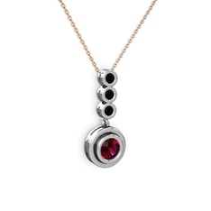 Belinda Kolye - Rodolit garnet ve siyah zirkon 18 ayar beyaz altın kolye (40 cm rose altın rolo zincir) #1in9cxg