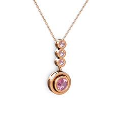 Belinda Kolye - Pembe kuvars 18 ayar rose altın kolye (40 cm rose altın rolo zincir) #1iqqlsq