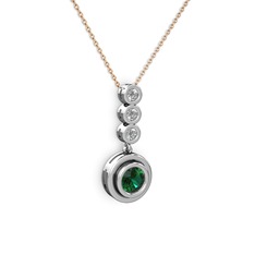 Belinda Kolye - Yeşil kuvars ve swarovski 925 ayar gümüş kolye (40 cm rose altın rolo zincir) #1irmnfa