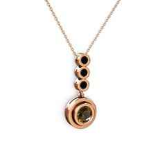 Belinda Kolye - Dumanlı kuvars ve siyah zirkon 8 ayar rose altın kolye (40 cm rose altın rolo zincir) #1it5d34