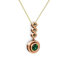 Yeşil kuvars ve dumanlı kuvars 18 ayar rose altın kolye (40 cm gümüş rolo zincir)