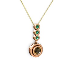 Belinda Kolye - Dumanlı kuvars ve yeşil kuvars 18 ayar rose altın kolye (40 cm altın rolo zincir) #1jq9l8i