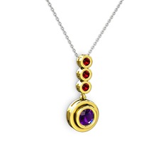 Belinda Kolye - Ametist ve garnet 18 ayar altın kolye (40 cm beyaz altın rolo zincir) #1jyfqov