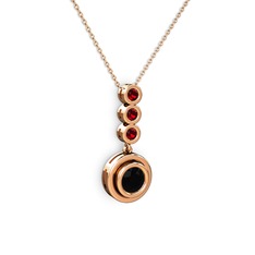 Belinda Kolye - Siyah zirkon ve garnet 14 ayar rose altın kolye (40 cm rose altın rolo zincir) #1jzvtyc