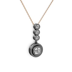 Belinda Kolye - Elmas ve beyaz zirkon 925 ayar siyah rodyum kaplama gümüş kolye (0.68 karat, 40 cm rose altın rolo zincir) #1k6wdqq